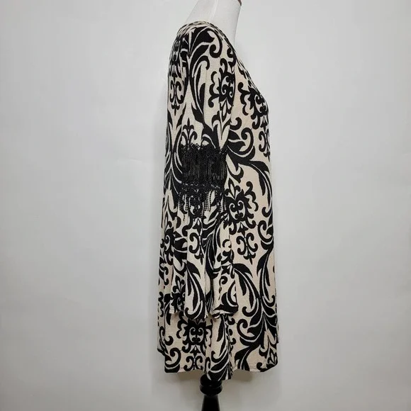 Boho, Hippie, Peasant Crochet Dress Black Medium. - Picture 10 of 12